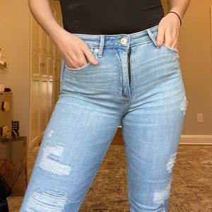 Abercrombie & Fitch High Rise Distressed Jeans